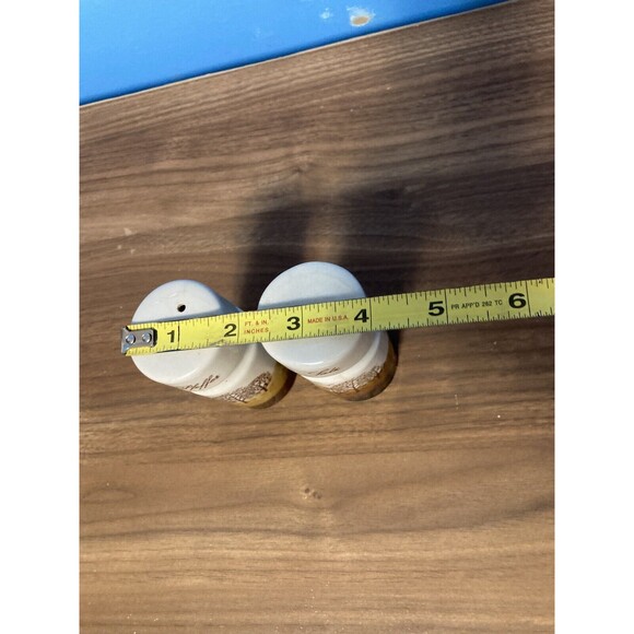 1970s Brown Tan Pottery Salt and Pepper Shakers Landscape Nature Vintage - Picture 7 of 8